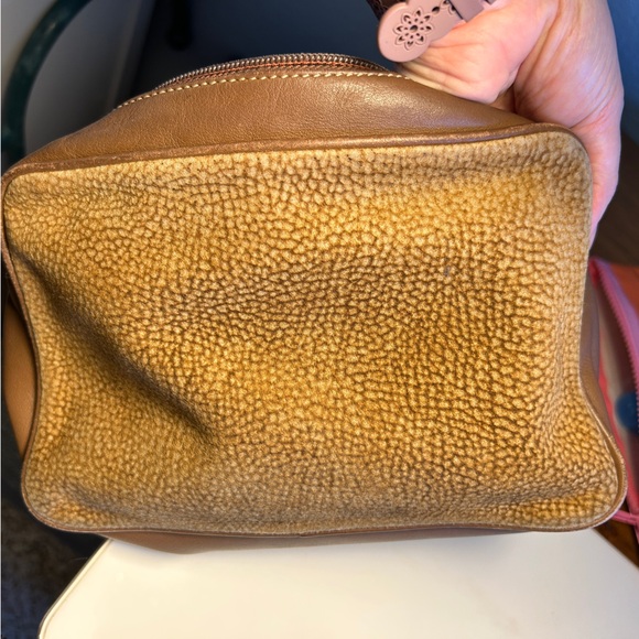 BORBONESE Vintage Redwall Partridge Eye Suede & Leather Clutch Cosmetic Pouch - Picture 2 of 12